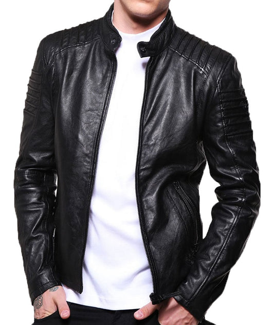 Men Lambskin Genuine Leather Jacket MJ443 freeshipping - SkinOutfit