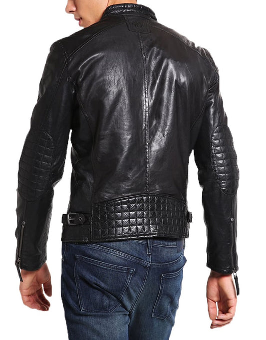 Men Lambskin Genuine Leather Jacket MJ444 freeshipping - SkinOutfit