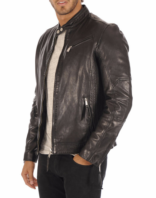 Men Lambskin Genuine Leather Jacket MJ 44 SkinOutfit