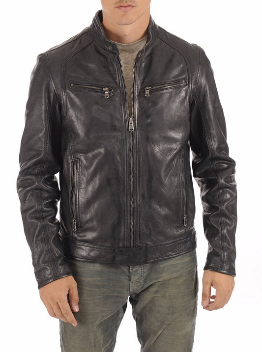 Men Lambskin Genuine Leather Jacket MJ452 freeshipping - SkinOutfit