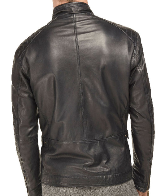 Men Lambskin Genuine Leather Jacket MJ453 freeshipping - SkinOutfit