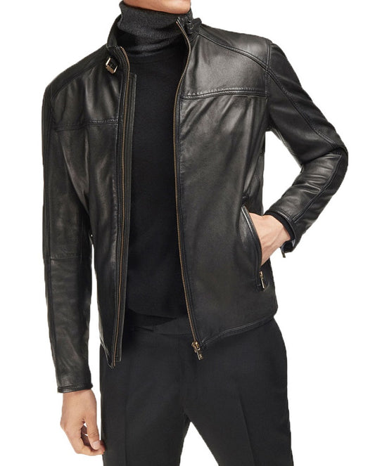 Men Lambskin Genuine Leather Jacket MJ454 SkinOutfit