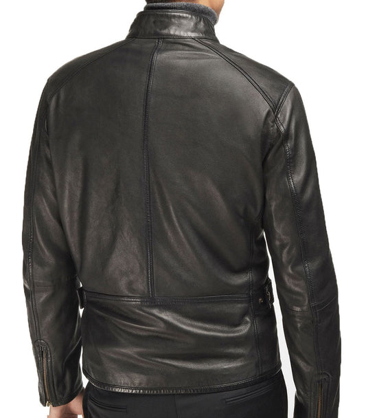 Men Lambskin Genuine Leather Jacket MJ454 SkinOutfit