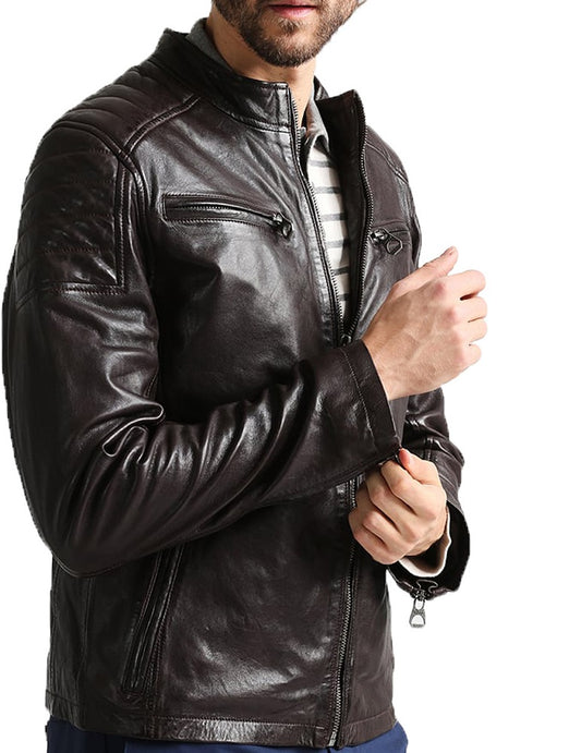 Men Lambskin Genuine Leather Jacket MJ461 freeshipping - SkinOutfit