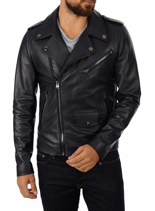 Men Lambskin Genuine Leather Jacket MJ464 freeshipping - SkinOutfit