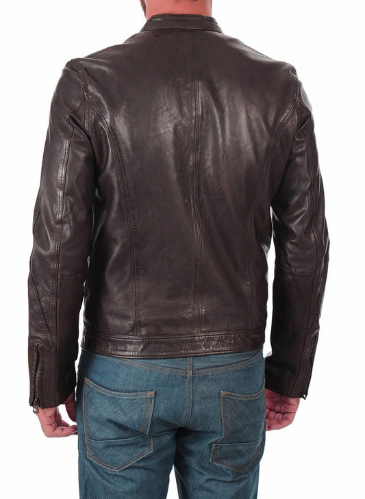 Men Lambskin Genuine Leather Jacket MJ465 freeshipping - SkinOutfit