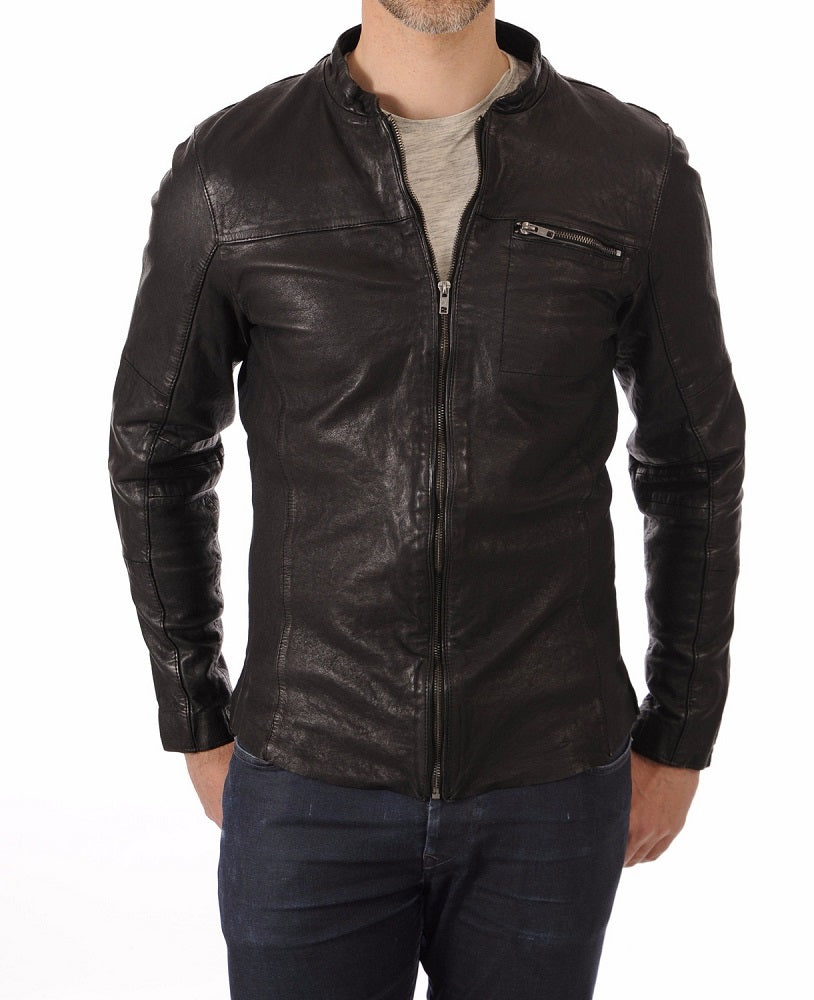 Men Lambskin Genuine Leather Jacket MJ466 freeshipping - SkinOutfit