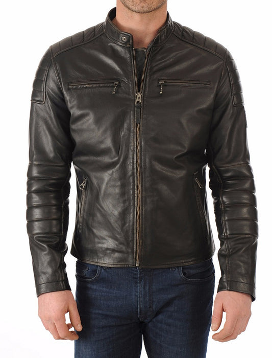 Men Lambskin Genuine Leather Jacket MJ467 freeshipping - SkinOutfit