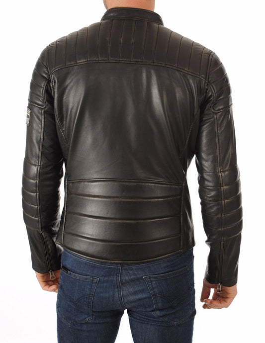 Men Lambskin Genuine Leather Jacket MJ467 freeshipping - SkinOutfit