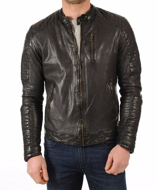 Men Lambskin Genuine Leather Jacket MJ468 freeshipping - SkinOutfit