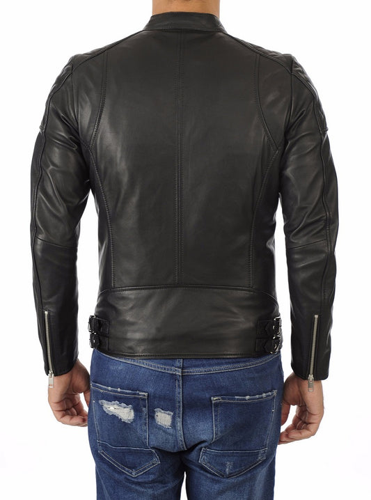 Men Lambskin Genuine Leather Jacket MJ469 freeshipping - SkinOutfit