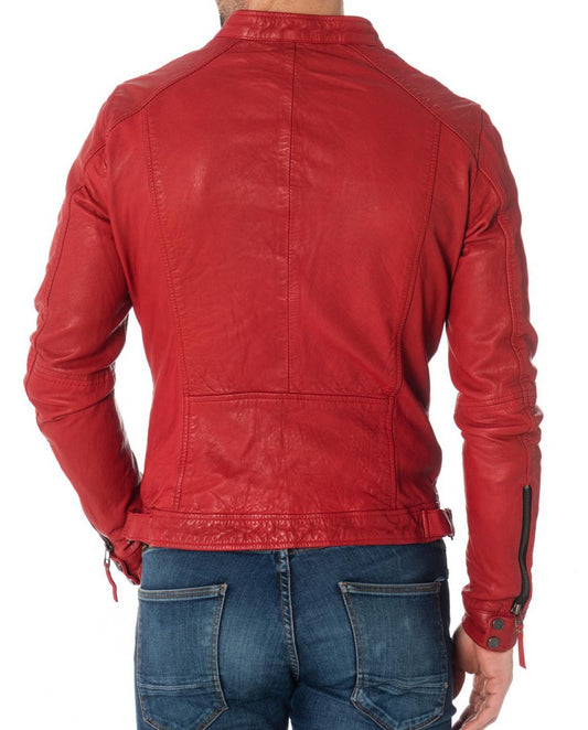 Men Lambskin Genuine Leather Jacket MJ 46 freeshipping - SkinOutfit