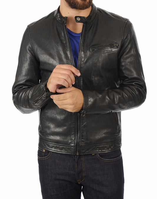 Men Lambskin Genuine Leather Jacket MJ471 freeshipping - SkinOutfit