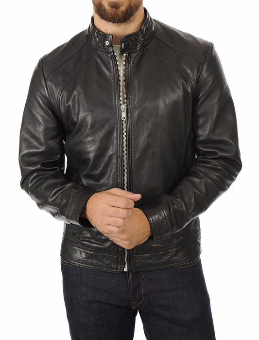 Men Lambskin Genuine Leather Jacket MJ472 freeshipping - SkinOutfit