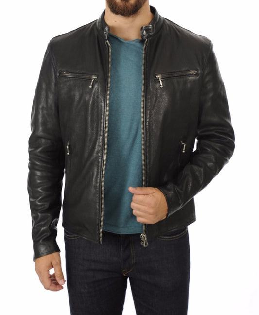 Men Lambskin Genuine Leather Jacket MJ273 freeshipping - SkinOutfit