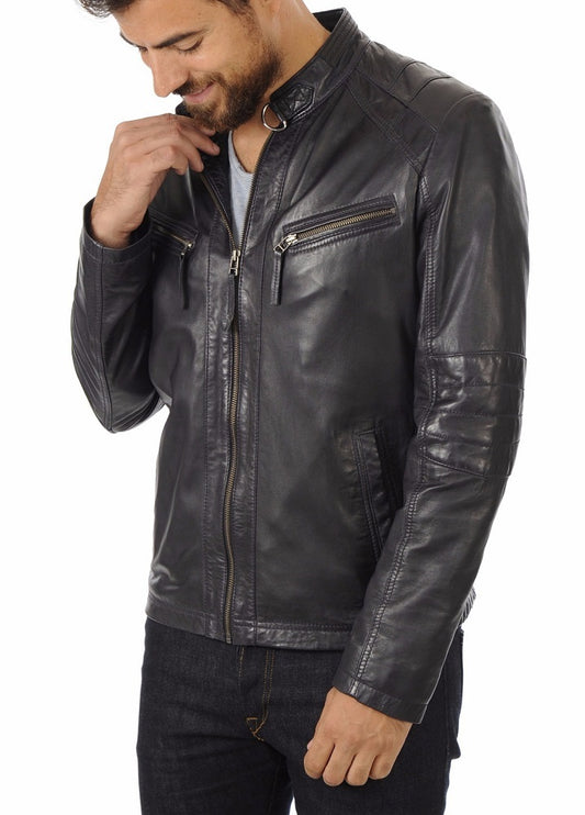 Men Lambskin Genuine Leather Jacket MJ475 freeshipping - SkinOutfit