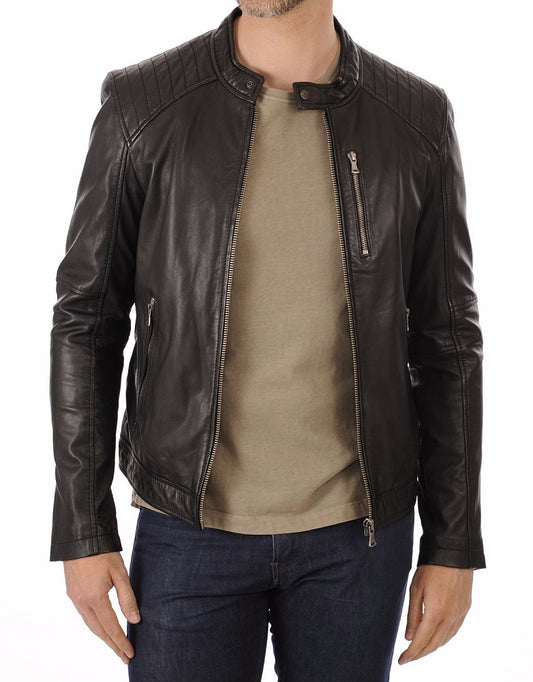 Men Lambskin Genuine Leather Jacket MJ478 freeshipping - SkinOutfit