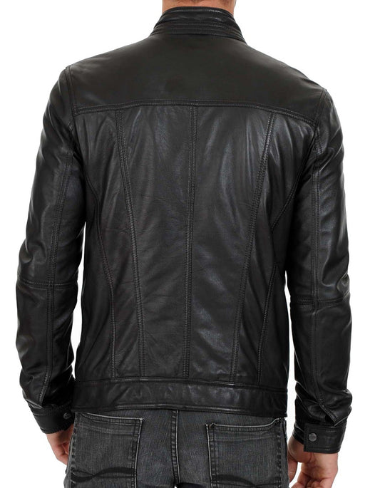 Men Lambskin Genuine Leather Jacket MJ 47 freeshipping - SkinOutfit