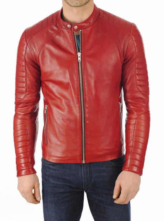 Men Lambskin Genuine Leather Jacket MJ482 freeshipping - SkinOutfit