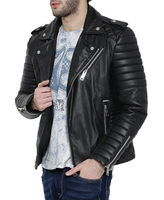 Men Lambskin Genuine Leather Jacket MJ485 freeshipping - SkinOutfit