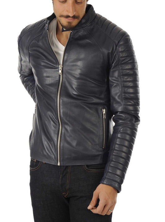 Men Lambskin Genuine Leather Jacket MJ488 freeshipping - SkinOutfit