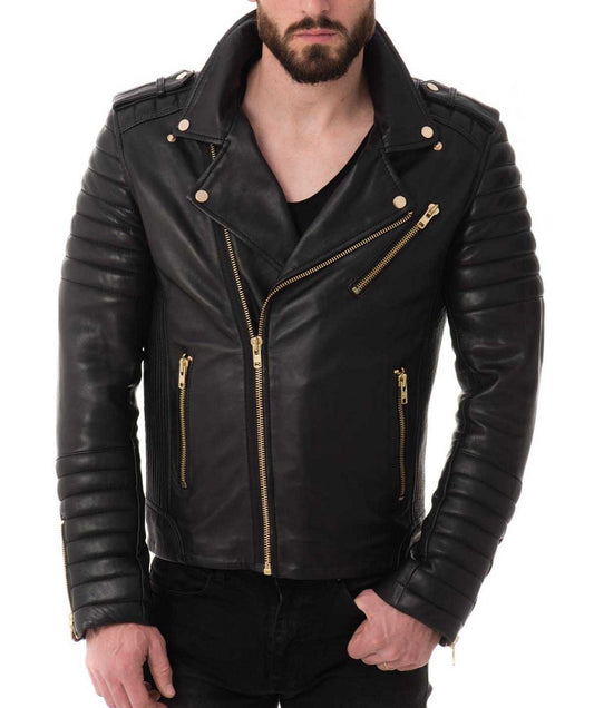 Men Lambskin Genuine Leather Jacket MJ490 freeshipping - SkinOutfit