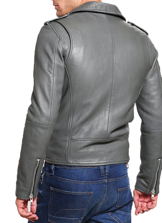 Men Lambskin Genuine Leather Jacket MJ500 freeshipping - SkinOutfit