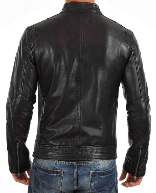 Men Lambskin Genuine Leather Jacket MJ 54 freeshipping - SkinOutfit