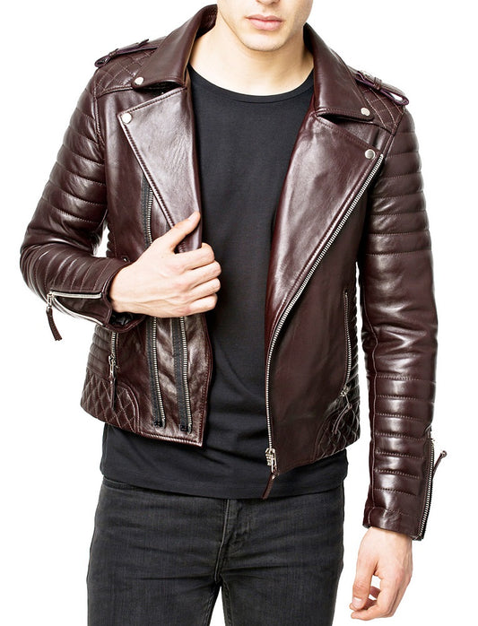 Men Lambskin Genuine Leather Jacket MJ 56 freeshipping - SkinOutfit