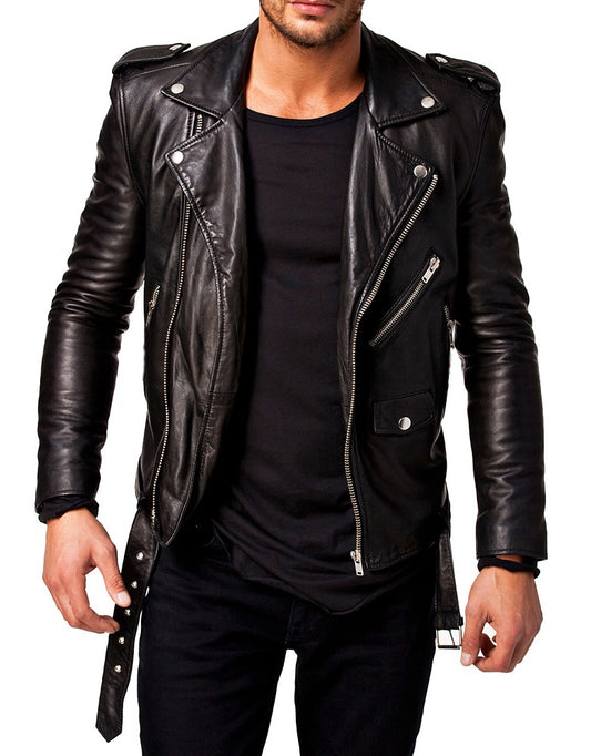 Men Lambskin Genuine Leather Jacket MJ 58 freeshipping - SkinOutfit