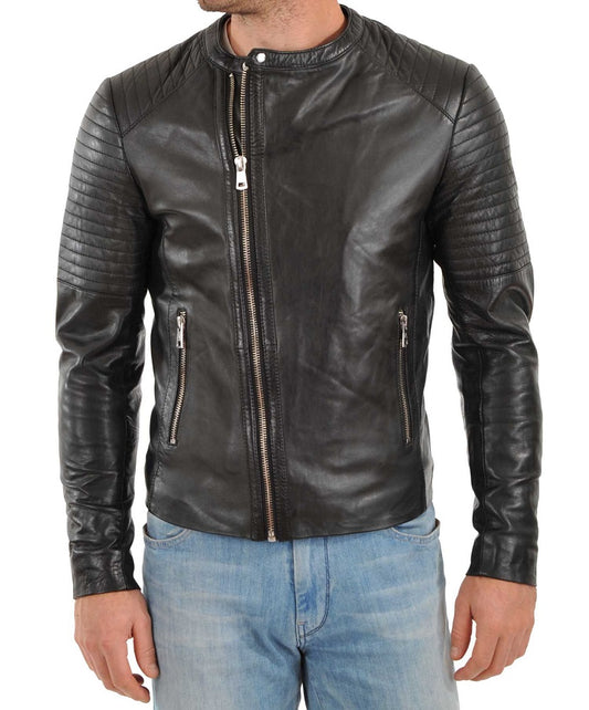 Men Lambskin Genuine Leather Jacket MJ 61 freeshipping - SkinOutfit