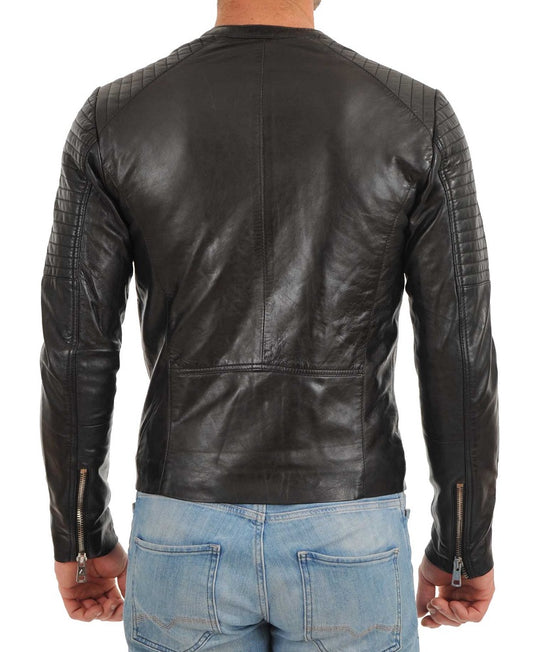 Men Lambskin Genuine Leather Jacket MJ 61 freeshipping - SkinOutfit