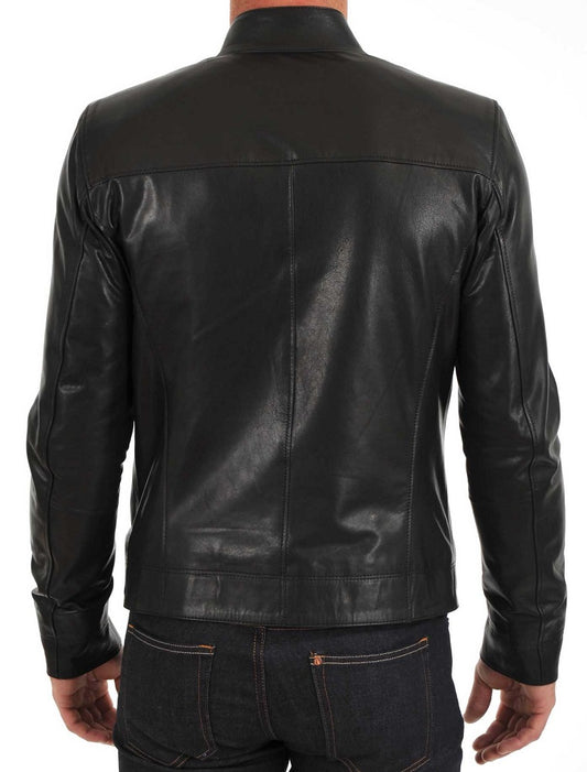 Men Lambskin Genuine Leather Jacket MJ 63 freeshipping - SkinOutfit