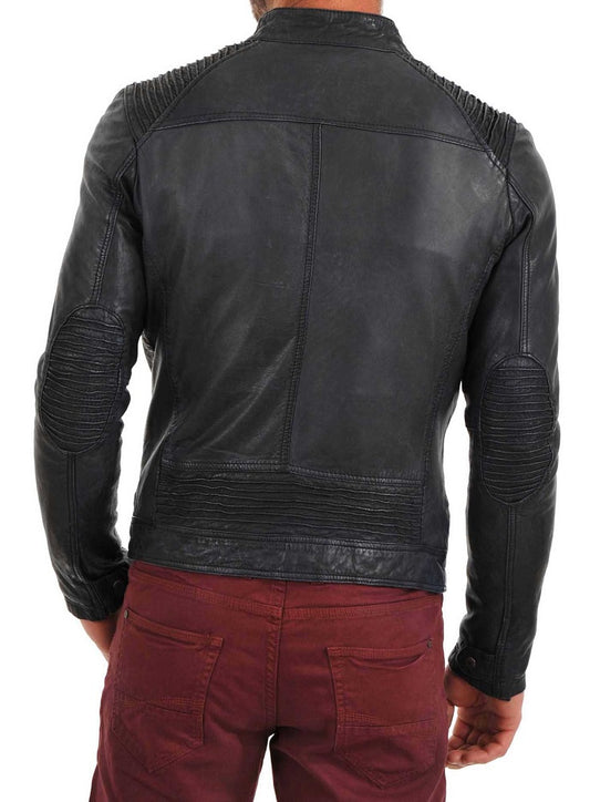 Men Lambskin Genuine Leather Jacket MJ 64 freeshipping - SkinOutfit