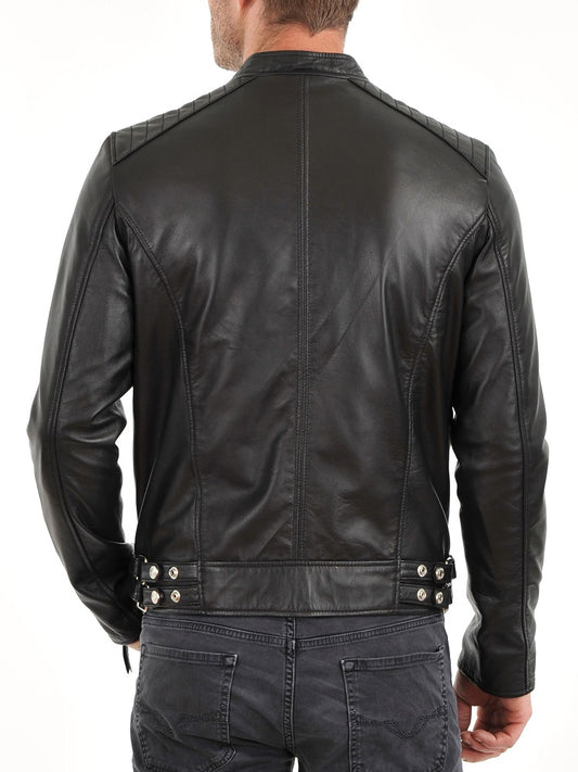 Men Lambskin Genuine Leather Jacket MJ 66 freeshipping - SkinOutfit