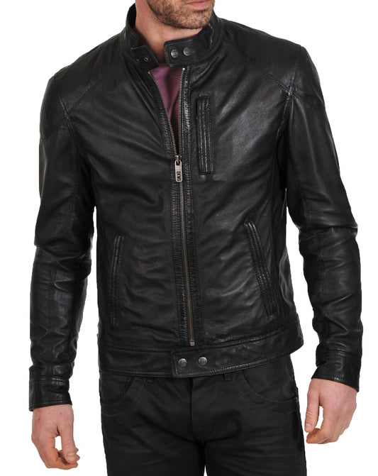 Men Lambskin Genuine Leather Jacket MJ 70 freeshipping - SkinOutfit