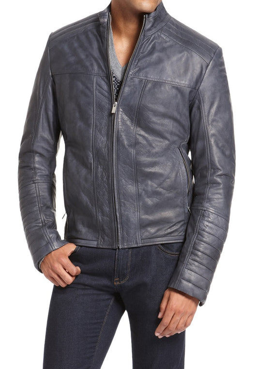 Men Lambskin Genuine Leather Jacket MJ 74 freeshipping - SkinOutfit