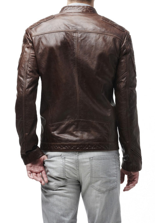 Men Lambskin Genuine Leather Jacket MJ 83 freeshipping - SkinOutfit