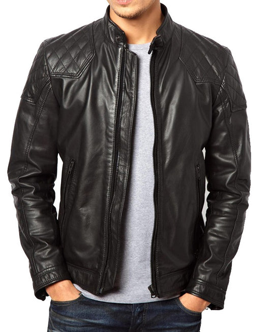 Men Lambskin Genuine Leather Jacket MJ 87 freeshipping - SkinOutfit