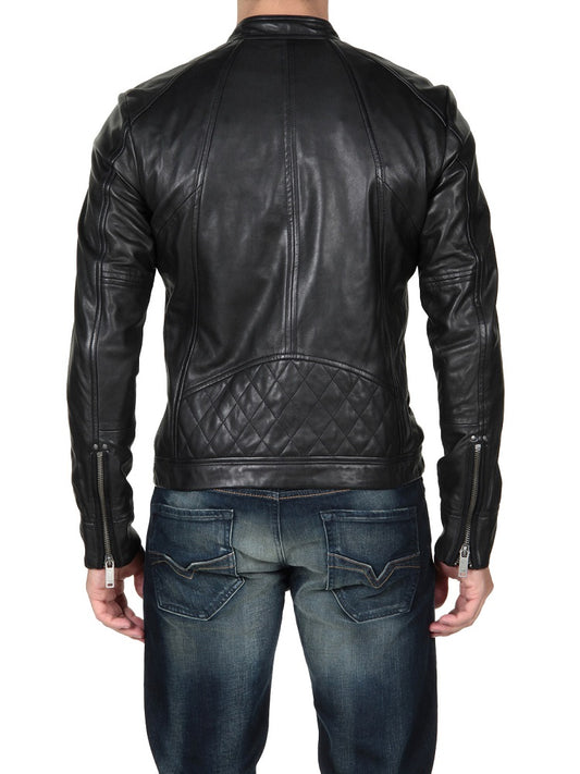 Men Lambskin Genuine Leather Jacket MJ 88 freeshipping - SkinOutfit