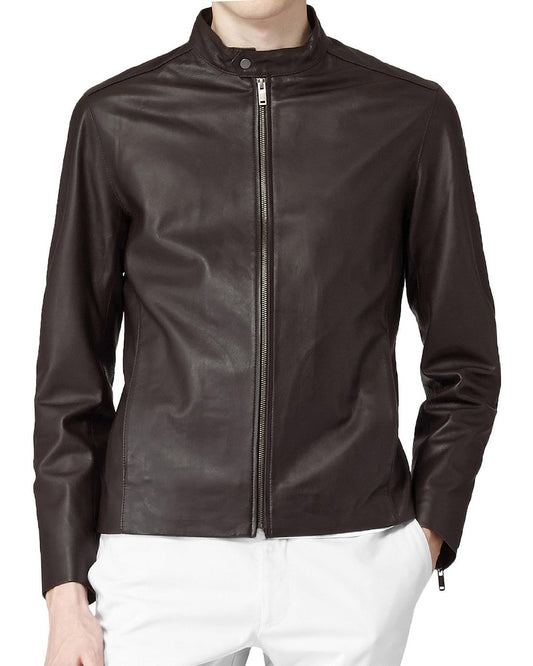 Men Lambskin Genuine Leather Jacket MJ 91 freeshipping - SkinOutfit