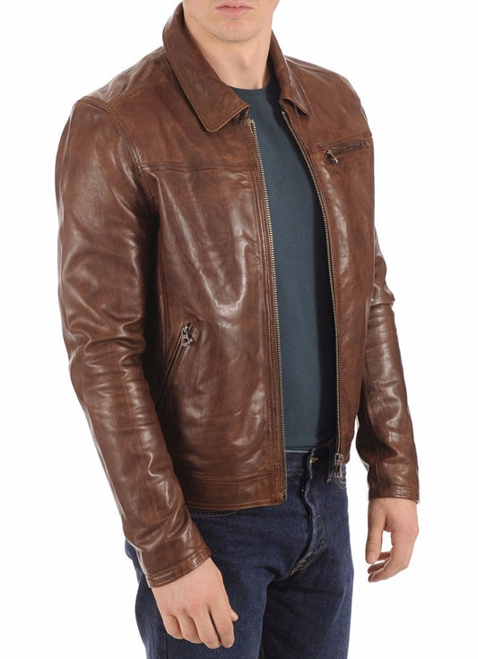 Men Lambskin Genuine Leather Jacket MJ 96 freeshipping - SkinOutfit