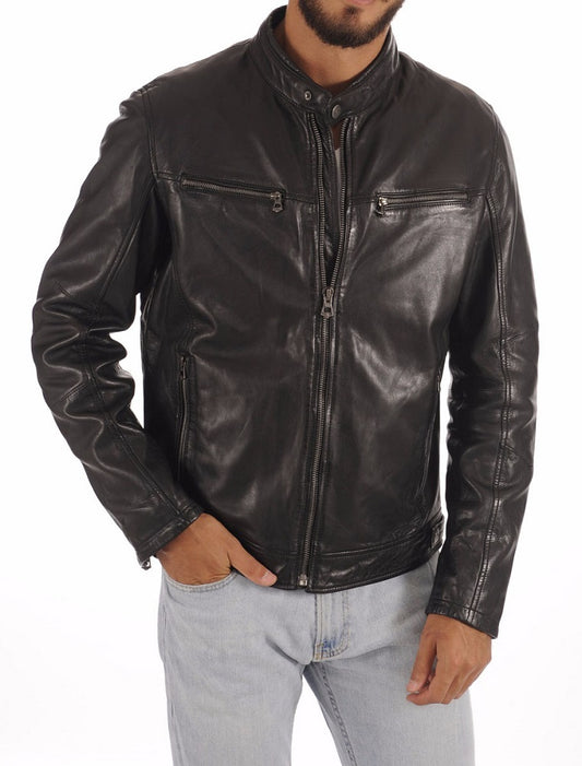 Men Lambskin Genuine Leather Jacket MJ 97 freeshipping - SkinOutfit