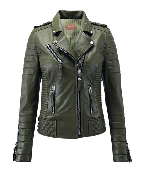 Buy Nuon Solid Olive Leather Jacket from Westside