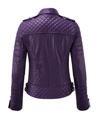 Women Biker Leather Jacket Purple freeshipping - SkinOutfit