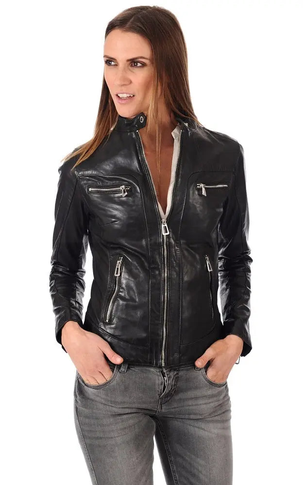 Women Genuine Leather Jacket WJ 32 freeshipping - SkinOutfit