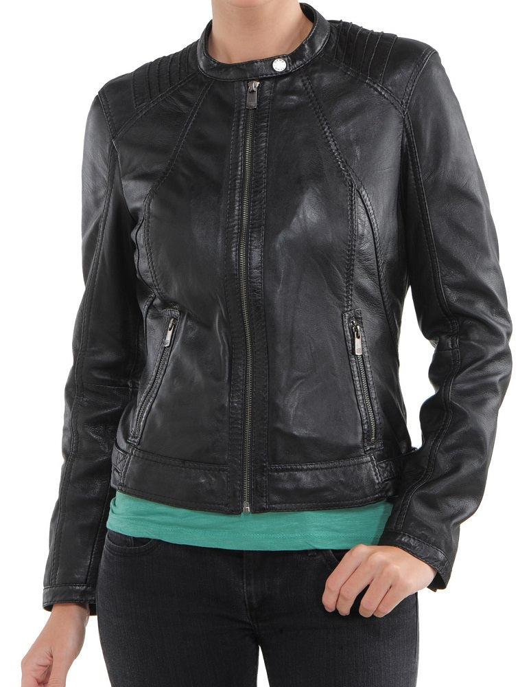 Women Lambskin Genuine Leather Jacket WJ117 SkinOutfit