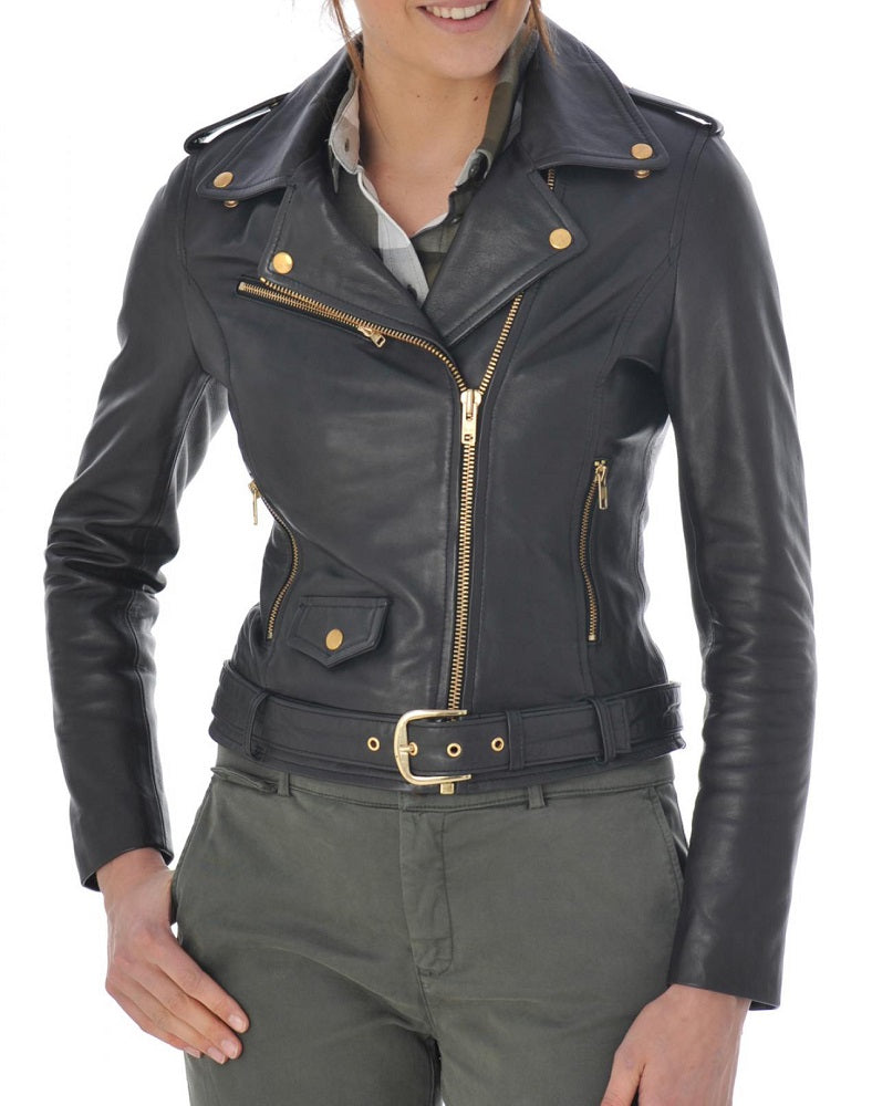 Women Lambskin Genuine Leather Jacket WJ148 SkinOutfit