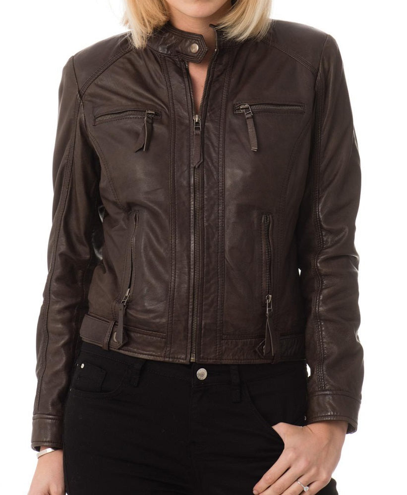 Women Lambskin Genuine Leather Jacket WJ 16 freeshipping - SkinOutfit