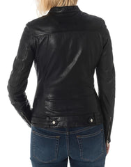 Women Lambskin Genuine Leather Jacket WJ 27 freeshipping - SkinOutfit